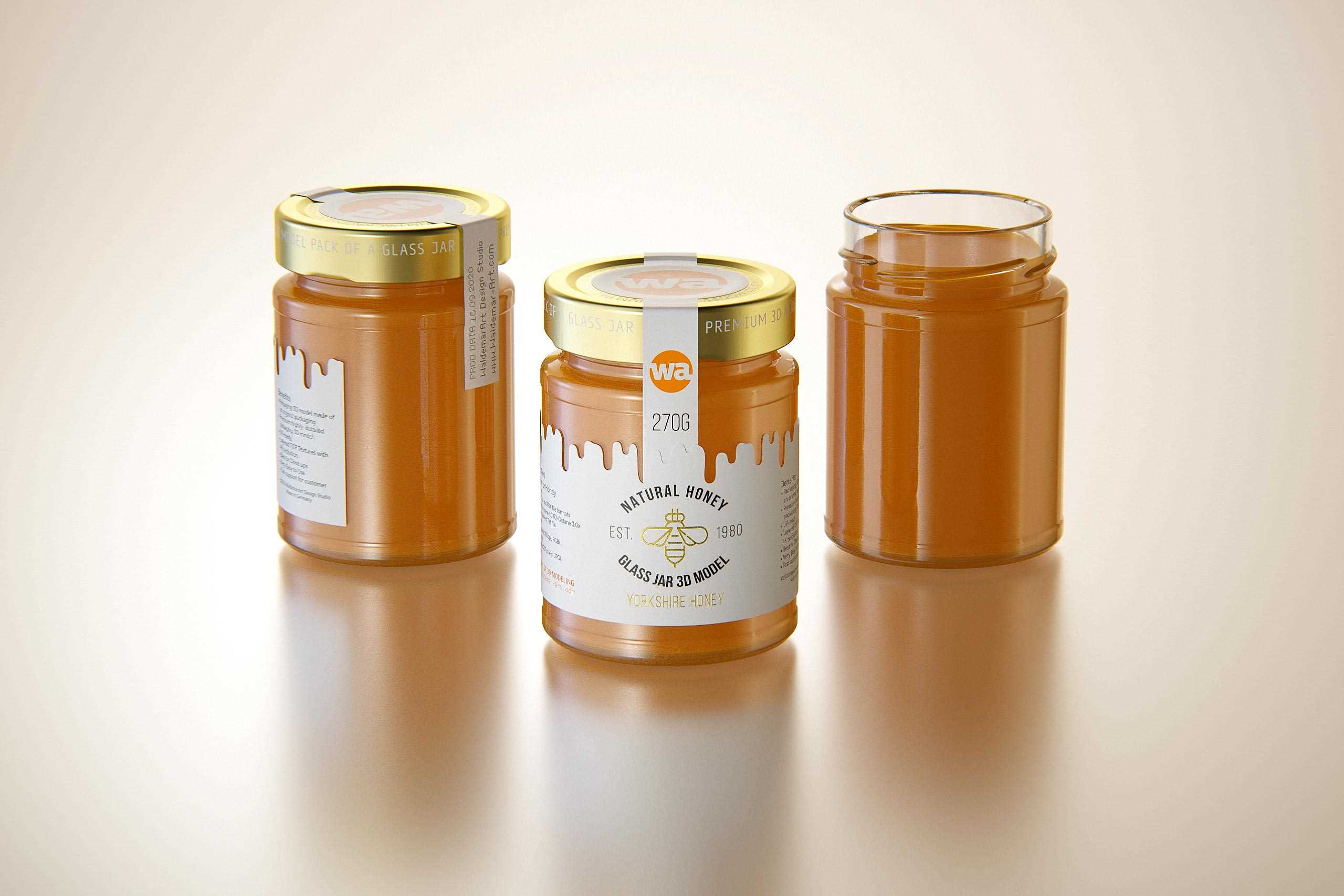 Yorkshire Honey Glass Jar 270g packaging 3d model / WA Design Studio