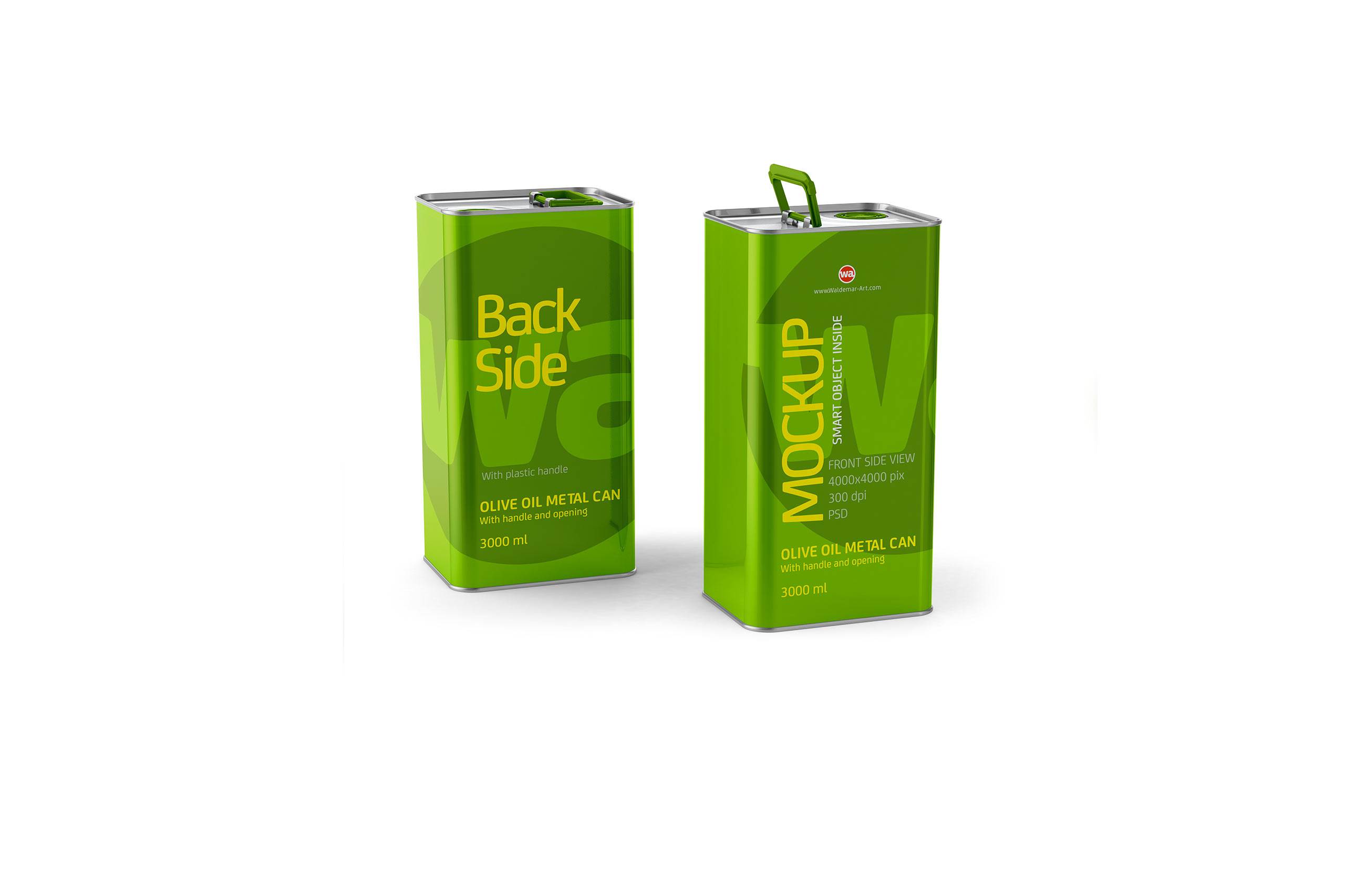 Download Olive Oil Metal Can 3Le Mockup Back Front Side View 2 pak / WA Design Studio