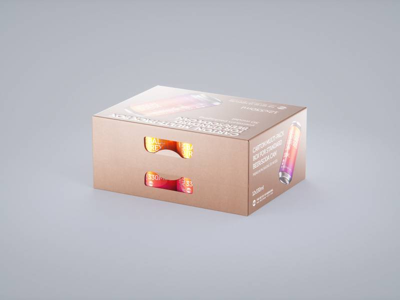 Premium Packaging 3D Model of a Multi-Pack Carton Box for 12x330ml Standard Beer/Soda Cans