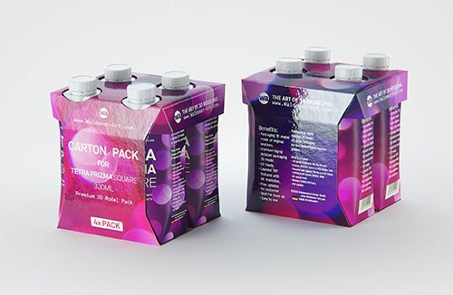 6x Carton Pack for Pet Food Metal Can 400g packaging 3D model