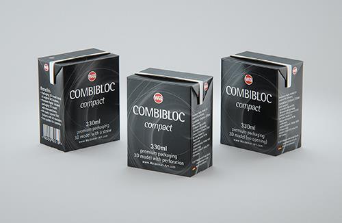 SIG CombiBloc Small 300ml with perforation and a straw hole packaging 3D model pak