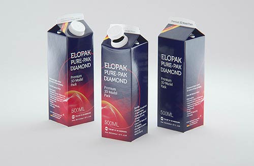 Packaging MockUp of Tetra Pack Brick Aseptic 1000ml with LightCap30 Side View