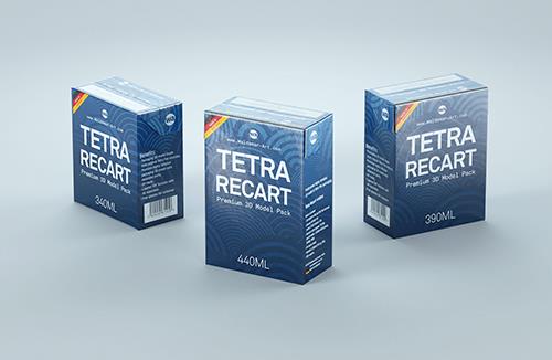 3D model pak of Tetra Pack Brick Mid 1000ml with LightCap 24 opening
