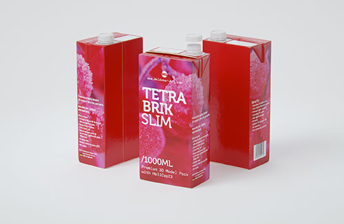 Tetra Pack Brick Square 1000ml with SimplyTwist 28 opening package 3d model pak