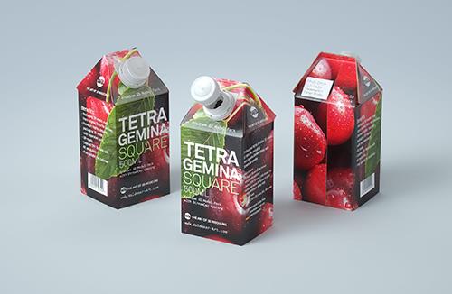 Mockup of Tetra Pack Top 1000ml with Orinoco S38 - Side view