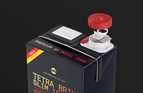Premium Packaging 3d model pak of Tetra Pack Gemina Square 1000ml with StreamCap opening