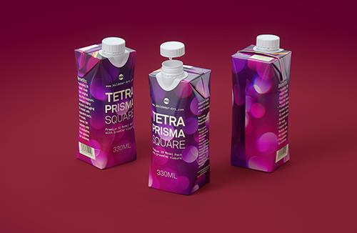 Free Packaging MockUp of Tetra Pack Wedge Aseptic 200ml Slim Straw