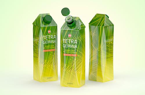 Tetra Pack Prisma Square 200ml packaging 3D model pak with PullTab and Straw